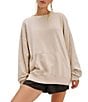 Free People Slow it Down Plush Cotton Blend Long Sleeve Crew Neck Oversized Coordinating Lounge Pullover - Image 1