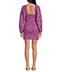 Color:Azalea Combo - Image 2 - Smock It To Me Floral Print Square Neck Long Puffed Sleeve Tie Back Detail Smocked Mini Bodycon Dress