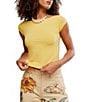 Free People So Soft Seamless Envelope Neck Cap Sleeve Modal Tee - Image 1