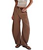 Free People Spotlight Pinstripe Pattern Barrel Leg Trouser Pants - Image 1