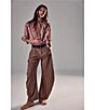 Free People Spotlight Pinstripe Pattern Barrel Leg Trouser Pants - Image 6