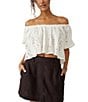 Color:Ivory - Image 1 - Stacey Lace Square Neck Short Sleeve Top