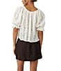 Color:Ivory - Image 2 - Stacey Lace Square Neck Short Sleeve Top
