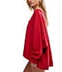 Free People Staycation Coordinating Long Sleeve V-Neck Oversized Pullover, Color:Deep Cherry - Image 3