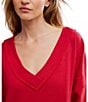 Free People Staycation Coordinating Long Sleeve V-Neck Oversized Pullover, Color:Deep Cherry - Image 5