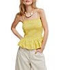 Free People Sundance Gingham Print Square Neck Sleeveless Peplum Hem Tank Top - Image 1