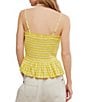 Free People Sundance Gingham Print Square Neck Sleeveless Peplum Hem Tank Top - Image 2