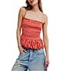 Free People Sundance Gingham Print Square Neck Sleeveless Peplum Hem Tank Top - Image 6