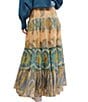 Color:Blue Sky Combo - Image 2 - Super Thrills Paisley Floral Print Smocked Waist Tiered High Waist A-Line Maxi Skirt