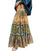 Color:Blue Sky Combo - Image 3 - Super Thrills Paisley Floral Print Smocked Waist Tiered High Waist A-Line Maxi Skirt