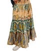 Color:Blue Sky Combo - Image 5 - Super Thrills Paisley Floral Print Smocked Waist Tiered High Waist A-Line Maxi Skirt