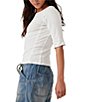Color:Ivory - Image 3 - Sweet and Salty Boat Neck Short Sleeve shirt