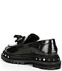 Color:Black - Image 3 - Teagan Leather Studded Tassel Loafers