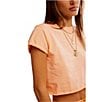 Free People The Perfect Tee Crew Neck Short Sleeve Cropped Tee, Color:Spring Melon - Image 5