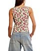 Free People Tilly Fruit Strawberry Printed Boatneck Sleeveless Button Front Vest, Color:Antique Ivory Combo - Image 2