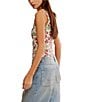 Free People Tilly Fruit Strawberry Printed Boatneck Sleeveless Button Front Vest, Color:Antique Ivory Combo - Image 3