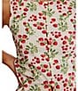 Free People Tilly Fruit Strawberry Printed Boatneck Sleeveless Button Front Vest, Color:Antique Ivory Combo - Image 4