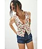 Free People Tilly Fruit Strawberry Printed Boatneck Sleeveless Button Front Vest, Color:Antique Ivory Combo - Image 5