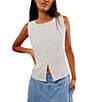 Free People Tilly Ribbed Knit Crew Neck Sleeveless Fitted Vest, Color:Ivory - Image 1