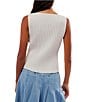 Free People Tilly Ribbed Knit Crew Neck Sleeveless Fitted Vest, Color:Ivory - Image 2