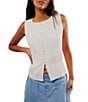 Free People Tilly Ribbed Knit Crew Neck Sleeveless Fitted Vest - Image 5