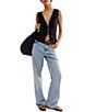 Free People Tilly Ribbed Knit Crew Neck Sleeveless Fitted Vest - Image 3