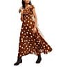 Free People Ultraviolet Polka Dot Print Scoop Neck Short Sleeve Maxi Dress, Color:Oak Combo - Image 1
