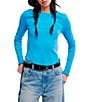 Free People We The Free Easy Does It Waffle Knit Crew Neck Long Sleeve Tee Shirt - Image 1