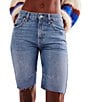 Color:Bodie Blue - Image 1 - We The Free Ghost Town Denim Mid Rise Long Cut Off Shorts