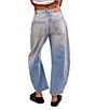 Free People We The Free Good Luck Mid Rise Destruction Wide Leg Barrel Jeans, Color:Barnyard Blue - Image 2