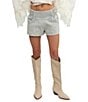 Free People We The Free Luna Railroad Stripe Low-Rise Pull-On Denim Shorts - Image 1