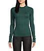Color:Alpine Trail - Image 1 - Wide Eyed Stretch Knit Mock Neck Long Sleeve Fitted Top