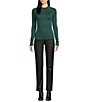 Color:Alpine Trail - Image 3 - Wide Eyed Stretch Knit Mock Neck Long Sleeve Fitted Top