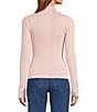 Color:Pink Nectar - Image 2 - Wide Eyed Stretch Knit Mock Neck Long Sleeve Fitted Top