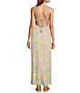 Color:Light Combo - Image 2 - Wisteria Floral Print V-Neck Cut-Out Sleeveless Open Tie Back Detail Maxi Dress