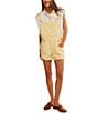 Free People Ziggy Square Neck Sleeveless Frayed Cuffed Hem Shortall Overalls, Lemon Drop - Image 4
