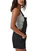 Free People Ziggy Square Neck Sleeveless Frayed Cuffed Hem Shortall Overalls, Black - Image 7