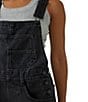 Free People Ziggy Square Neck Sleeveless Frayed Cuffed Hem Shortall Overalls, Black - Image 8