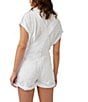 Free People Ziggy Square Neck Sleeveless Frayed Cuffed Hem Shortall Overalls, Optic White - Image 2