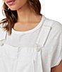 Free People Ziggy Square Neck Sleeveless Frayed Cuffed Hem Shortall Overalls, Optic White - Image 4