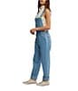 Free People Ziggy Stripe Print Square Neck Sleeveless Cuffed Denim Overalls, Color:Beachcomber - Image 3