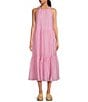 Color:Strawberry - Image 1 - Aleska Textured Halter Neck Sleeveless Midi Dress