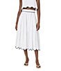 French Connection Alexis Cotton Scallop Hem Midi Skirt, Color:Summer White- Marine - Image 1