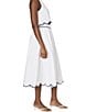 French Connection Alexis Cotton Scallop Hem Midi Skirt, Color:Summer White- Marine - Image 3