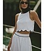 French Connection Alexis Cotton Scallop Hem Midi Skirt, Color:Summer White- Marine - Image 4
