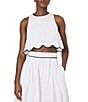 French Connection Alexis Crew Neck Sleeveless Scallop Top, Color:Summer White - Image 1