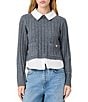 French Connection Aleyna Knit Combo Collared Long Sleeve Pullover Knit Top - Image 1
