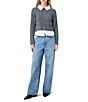 French Connection Aleyna Knit Combo Collared Long Sleeve Pullover Knit Top - Image 3