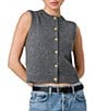 French Connection Aleyna Knit Round Neck Sleeveless Contrast Button Front Top - Image 1