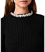 French Connection Avea Cable Knit Embellished Crew Neck Long Sleeve Sweater - Image 4
